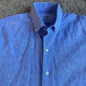 Ledbury Mens Plaid Button Down Shirt Large Blue Slim Fit Anchor